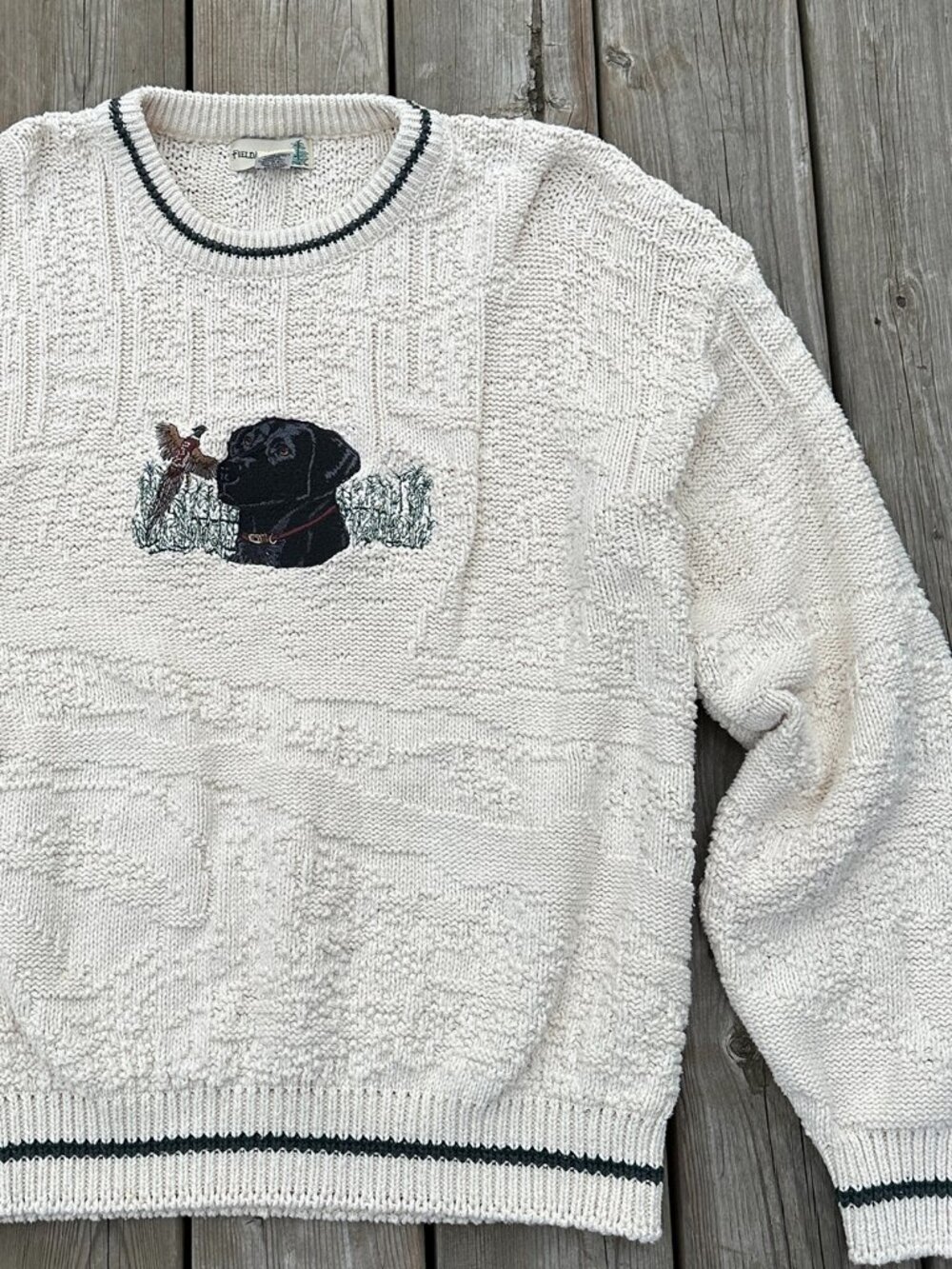 90s black lab embroidered 100p cotton sweater fieldmaster